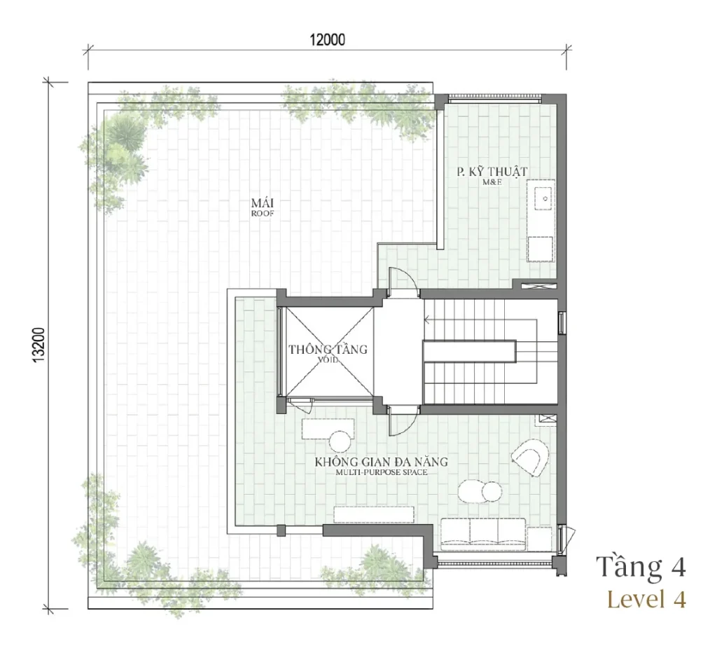 Mặt bằng tầng 4 mẫu DV2 Park Mansion (Biệt thự Công viên) – Regal West – The Fullton Regal