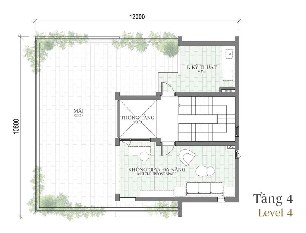Mặt bằng tầng 4 mẫu DV3 Courtyard Villa (Biệt thự Đơn lập) – Regal East – The Fullton Regal