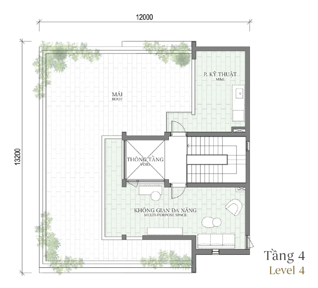 Mặt bằng tầng 4 mẫu DV4 Park Mansion (Biệt thự Công viên) – Regal East – The Fullton Regal