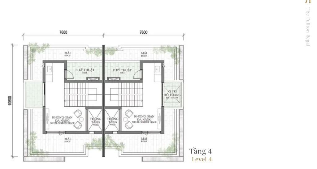 Mặt bằng tầng 4 mẫu SD3 Patio Twin Villa (Biệt thự Song lập) – Regal West – The Fullton Regal