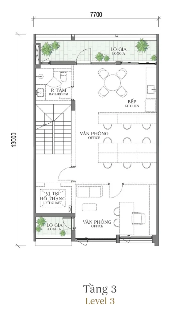 Mặt bằng tầng 3 mẫu SH1 Terrace Townhouse (Nhà phố) – The Fullton Regal