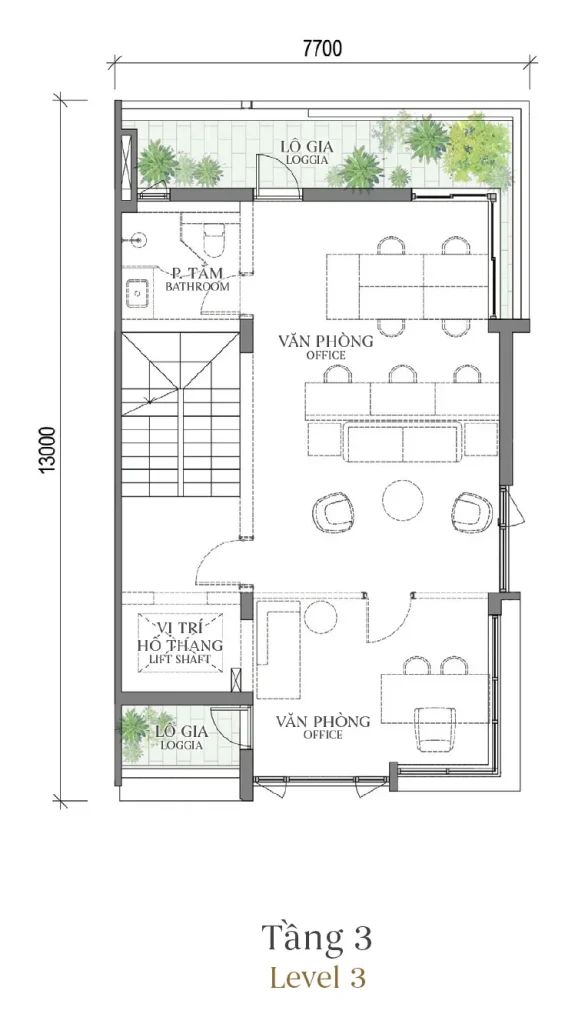 Mặt bằng tầng 3 mẫu SH2 Terrace Townhouse (Nhà phố) – The Fullton Regal