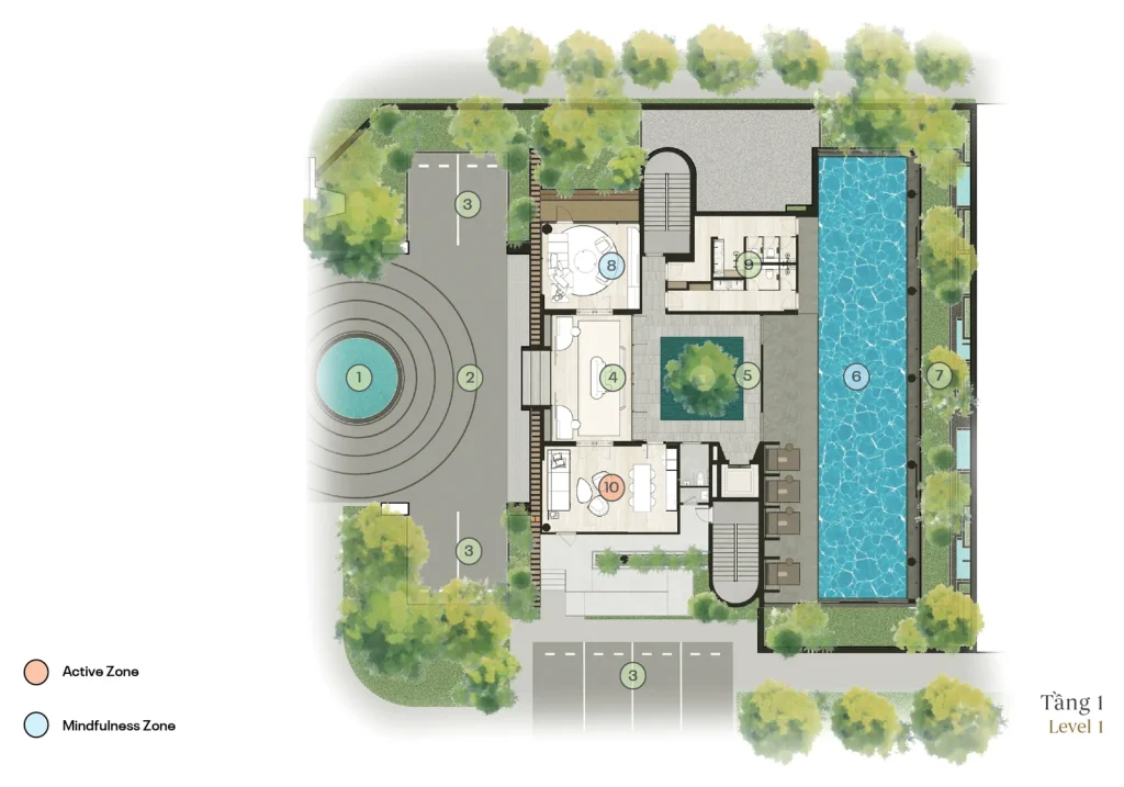 Mặt bằng tiện ích Clubhouse The Courtyard – tầng 1