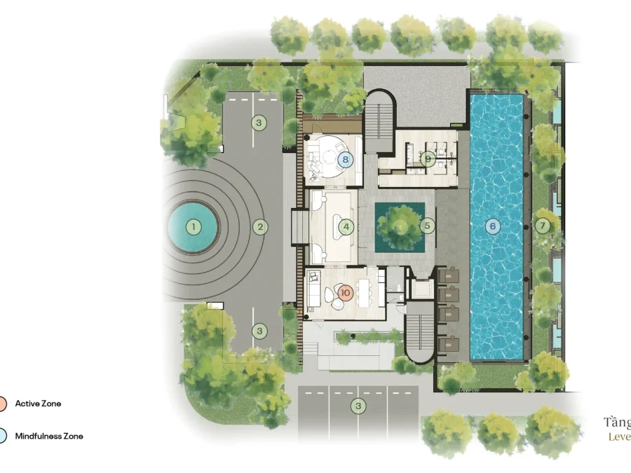 Mặt bằng tiện ích Clubhouse The Courtyard – tầng 1