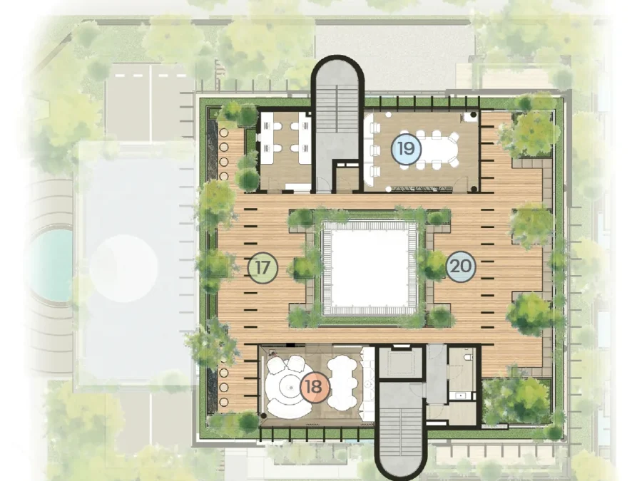 Mặt bằng tiện ích Clubhouse The Courtyard – tầng 3
