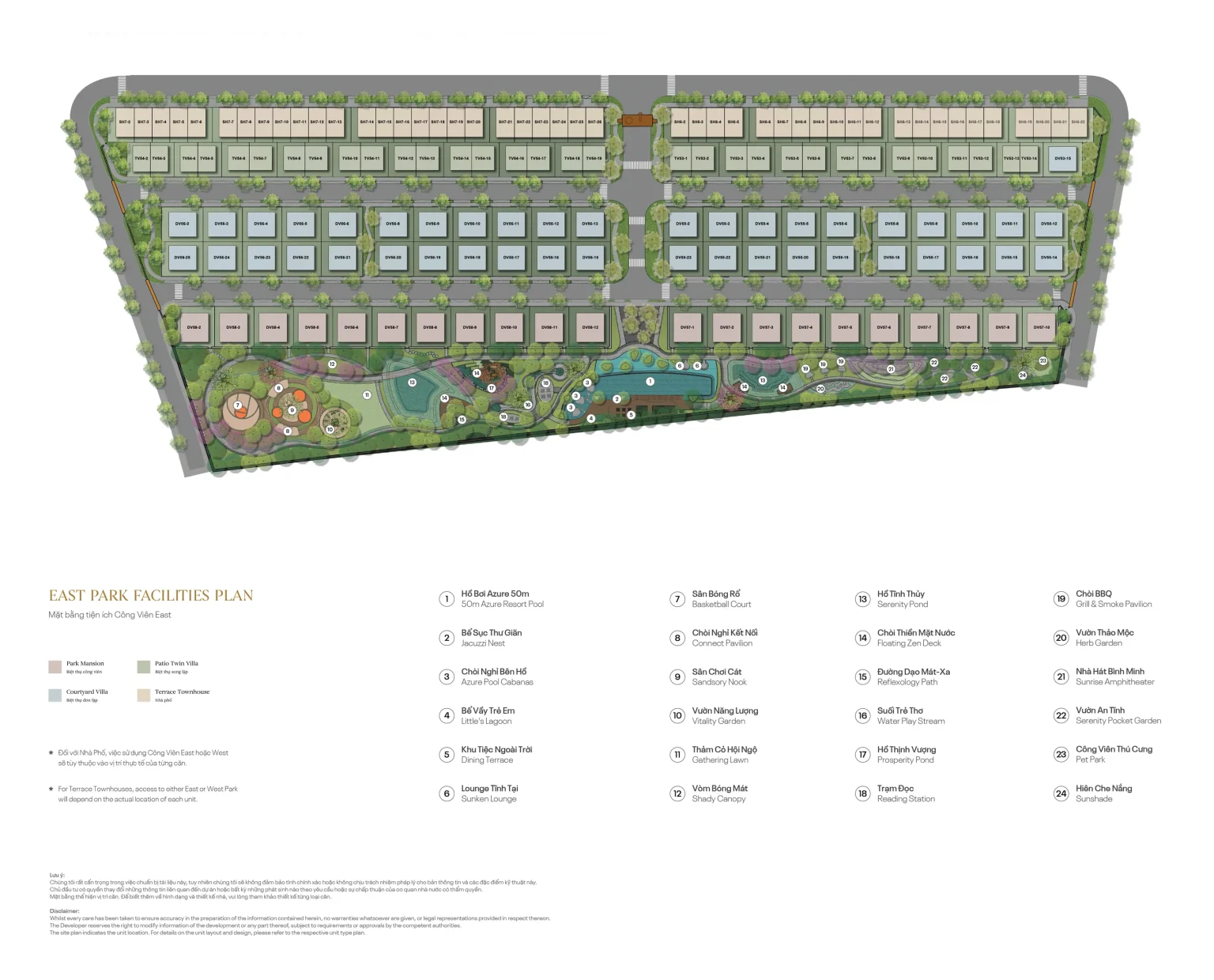 Mặt bằng tiện ích Công Viên East – Regal East
