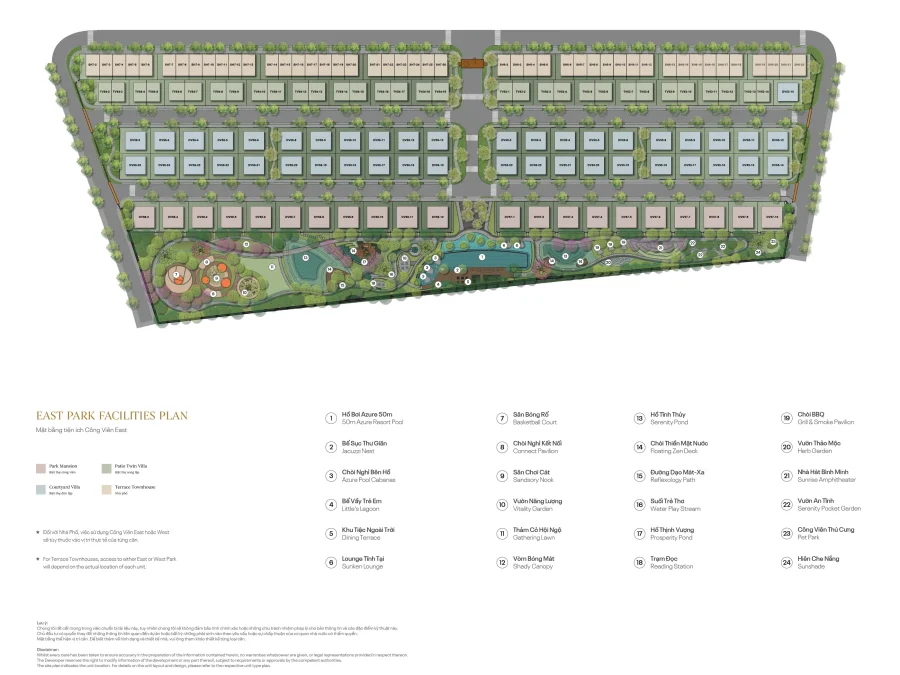 Mặt bằng tiện ích Công Viên East – Regal East