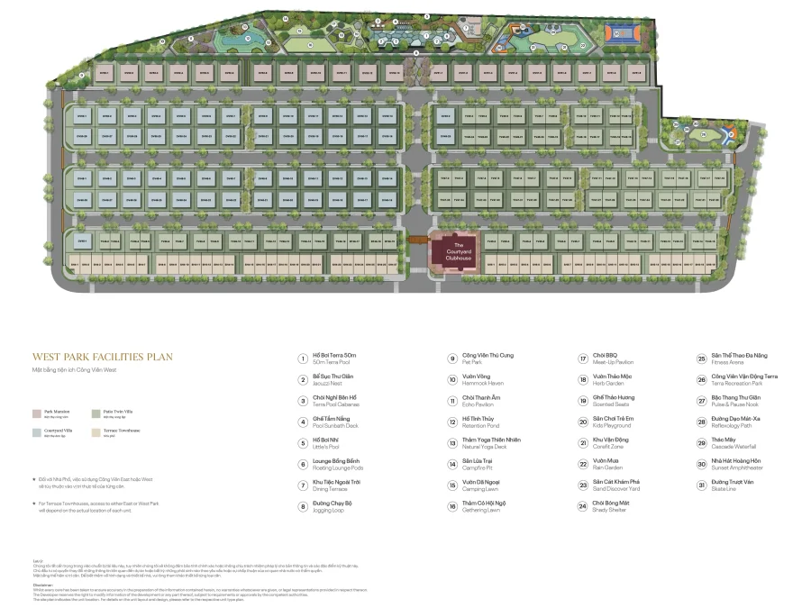 Mặt bằng tiện ích Công Viên West – Regal West