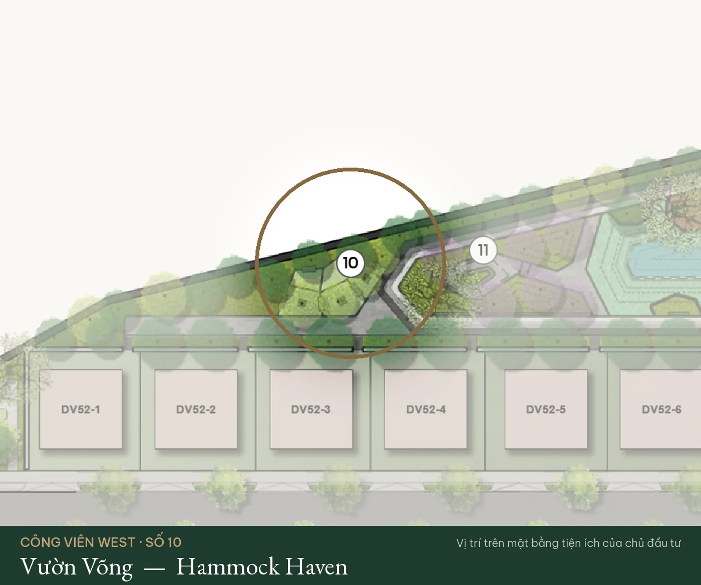 Vị trí số 10 – Vườn Võng (Hammock Haven) trên mặt bằng tiện ích Công Viên West – The Fullton Regal